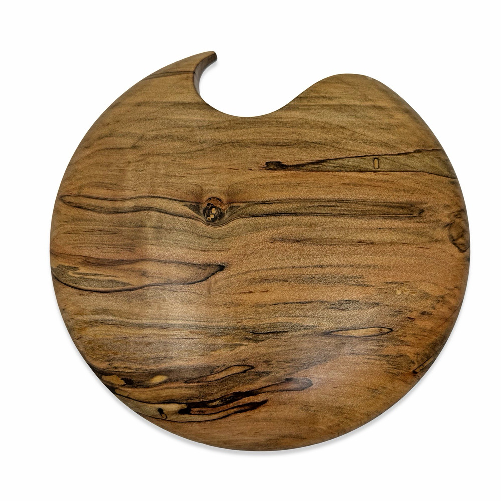 MCM Handmade Wooden Cheese Board Artist Signed Georgia Wood Serving Board 8.5”